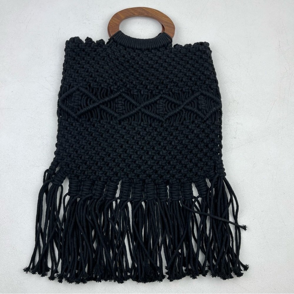 Danielle Nicole Crochet Crossbody Purse Black Mac… - image 2